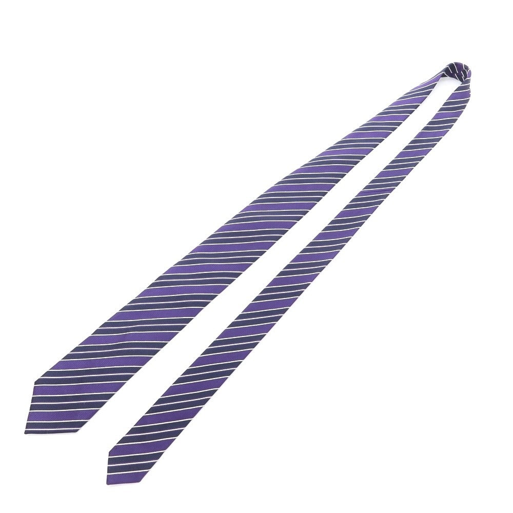 [Used] Ermenegildo Zegna Striped Tri-Fold Silk Tie Purple x Navy [PUP] [S/S/A/W] [Condition Rank B] ​​[Men&
