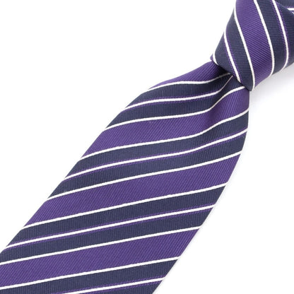 [Used] Ermenegildo Zegna Striped Tri-Fold Silk Tie Purple x Navy [PUP] [S/S/A/W] [Condition Rank B] ​​[Men&