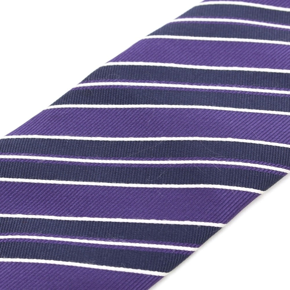[Used] Ermenegildo Zegna Striped Tri-Fold Silk Tie Purple x Navy [PUP] [S/S/A/W] [Condition Rank B] ​​[Men&