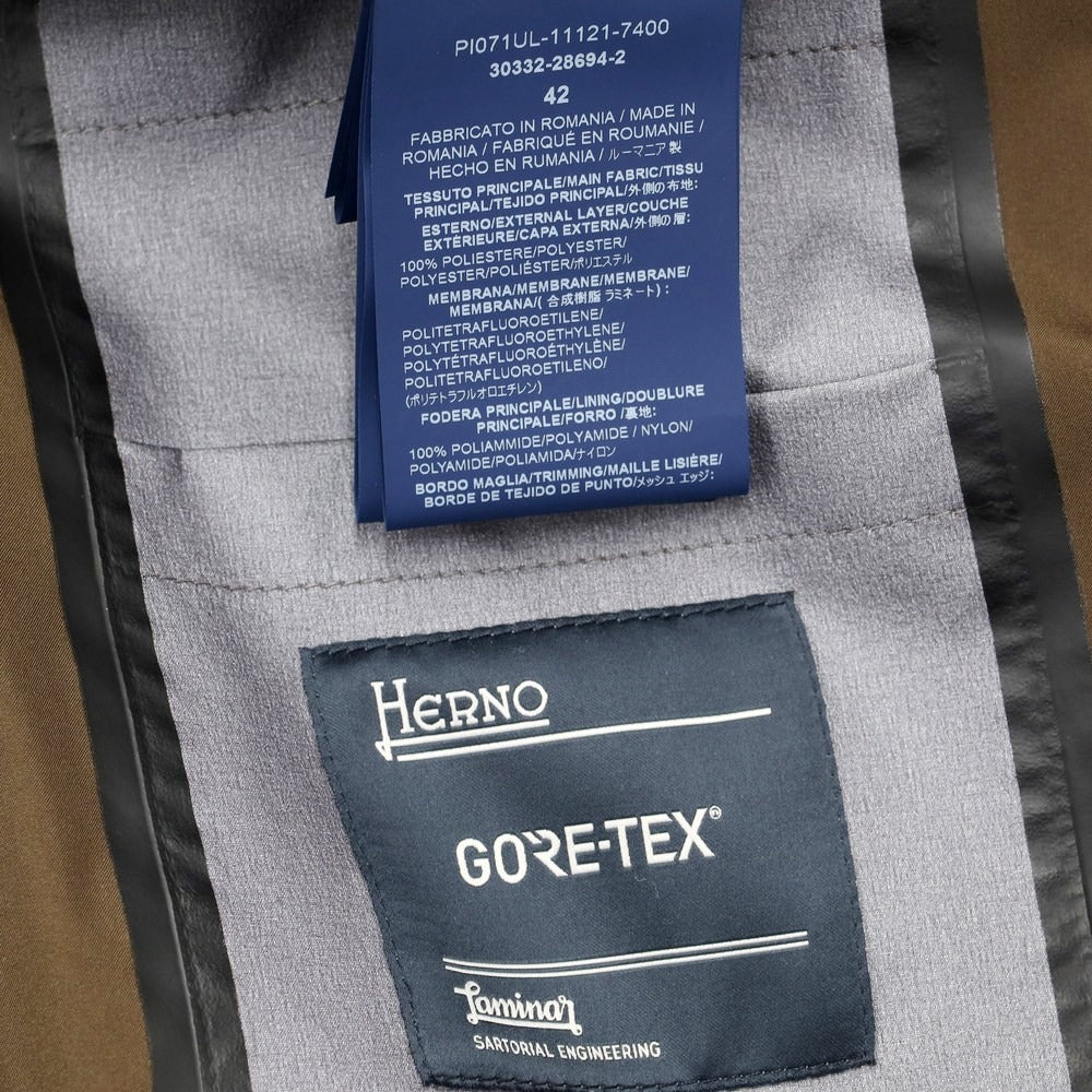 ヘルノ Herno GORE-TEX ポリエステル ダブルブレスト ダウンコート オリーブブラウン系【サイズ42】【メンズ】