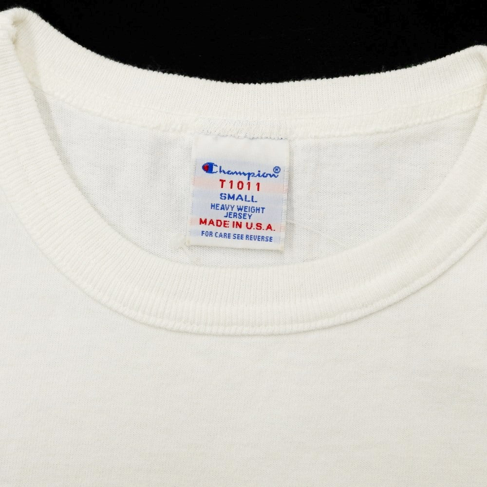 [Used] Champion T1011 Heavy Cotton Print Sleeve T-Shirt White [Size SMALL] [WHT] [S/S] [Condition Rank B] ​​[Men&