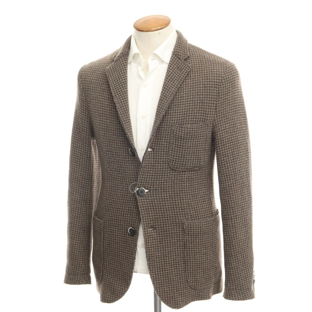 [Used] BARENA wool nylon check knit jacket, brown x dark gray [Size 46] [BRW] [A/W] [Condition Rank B] ​​[Men&