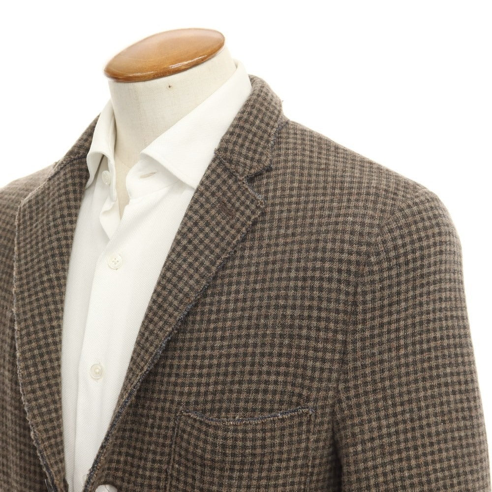 [Used] BARENA wool nylon check knit jacket, brown x dark gray [Size 46] [BRW] [A/W] [Condition Rank B] ​​[Men&