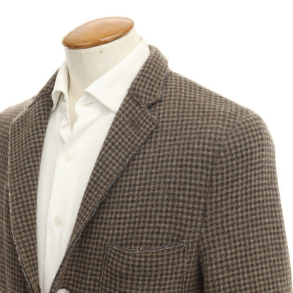 [Used] BARENA wool nylon check knit jacket, brown x dark gray [Size 46] [BRW] [A/W] [Condition Rank B] ​​[Men&