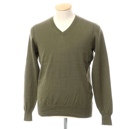 [Used] PAOLO PECORA High gauge cotton V-neck knit Olive x light gray [Size M] [GRN] [S/S] [Condition rank B] ​​[Men&