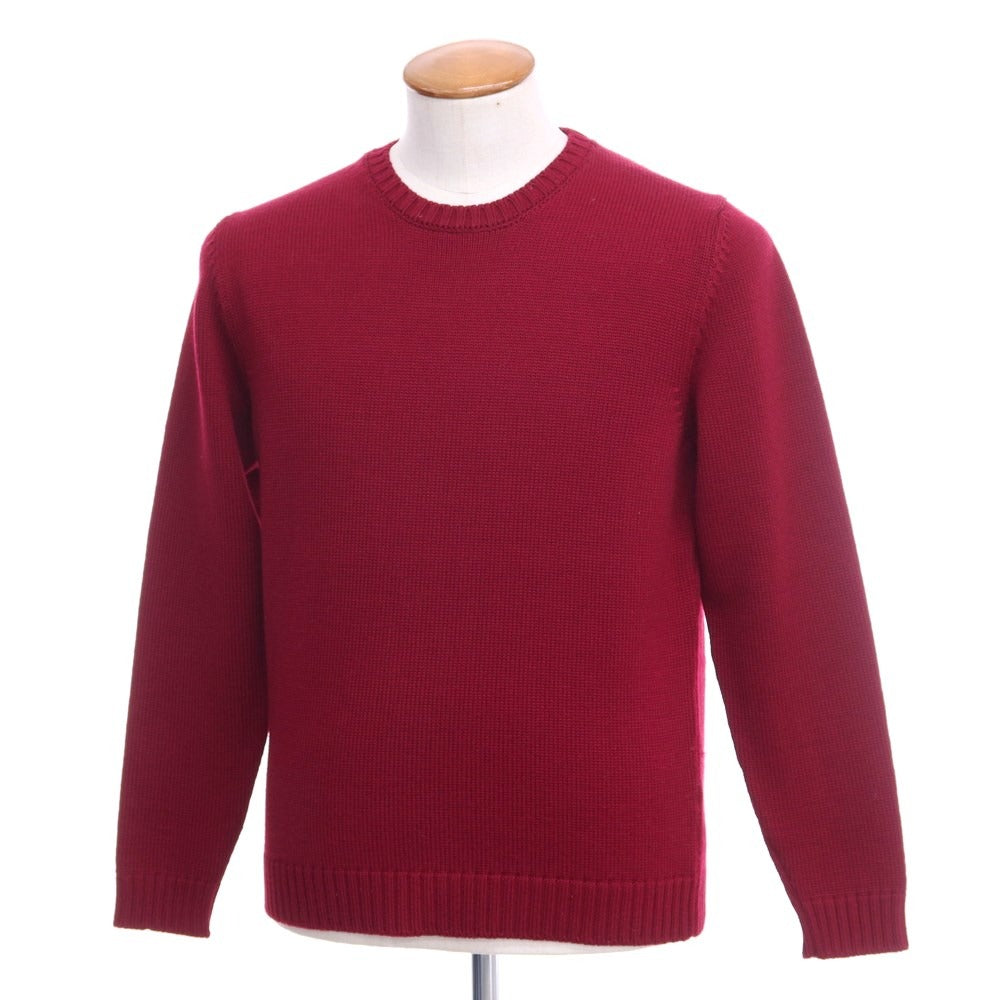 [Used] ZANONE mid-gauge wool crew neck knit, wine red [size 48] [RED] [A/W] [Condition rank B] ​​[Men&