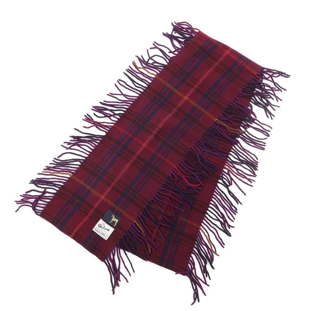 [Used] GLEN LOSSIE Check Wool Side Fringe Scarf Wine Red x Purple [RED] [A/W] [Condition Rank B] ​​[Men&