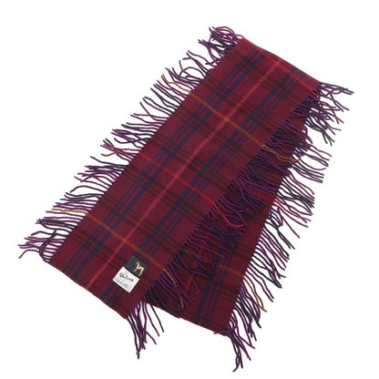 [Used] GLEN LOSSIE Check Wool Side Fringe Scarf Wine Red x Purple [RED] [A/W] [Condition Rank B] ​​[Men&