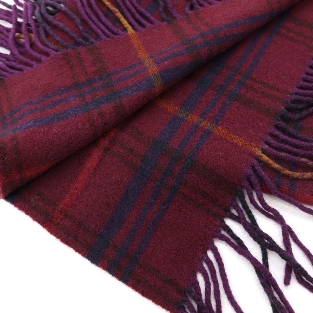 [Used] GLEN LOSSIE Check Wool Side Fringe Scarf Wine Red x Purple [RED] [A/W] [Condition Rank B] ​​[Men&