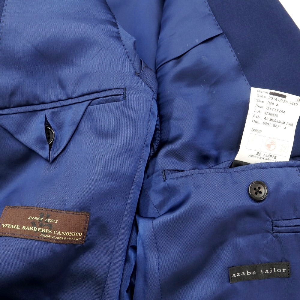 [Used] Azabu tailor wool three-piece two-button suit, navy blue [Size: jacket 44/gilet 42/pants 79] [NVY] [S/S] [Condition: B] [Men&