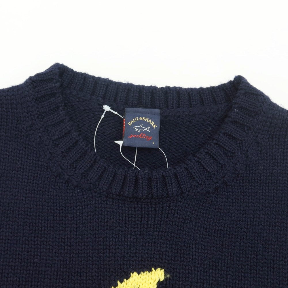 【新品】ポールアンドシャーク PAUL&amp;SHARK プルオーバーニット
 ネイビーxイエロー【サイズL】【NVY】【A/W】【状態ランクN】【メンズ】
【769878】 APD