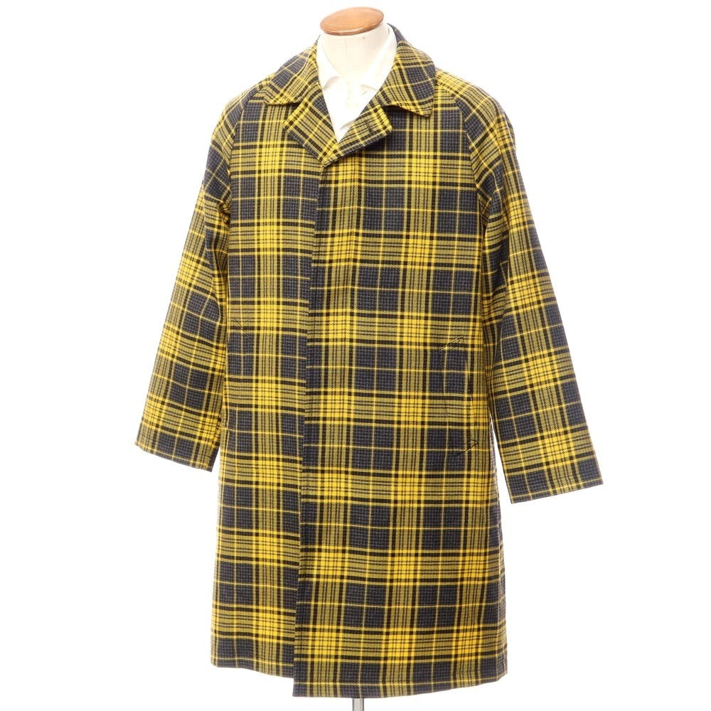 [New] TAGLIATORE SALOMON/S Wool Check Balmac Coat Yellow x Gray [Size 46] [YEL] [A/W] [Condition Rank N] [Men&