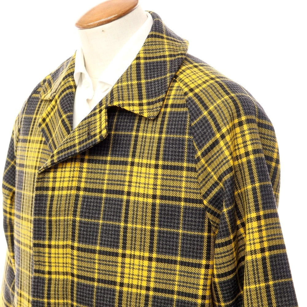 [New] TAGLIATORE SALOMON/S Wool Check Balmac Coat Yellow x Gray [Size 46] [YEL] [A/W] [Condition Rank N] [Men&