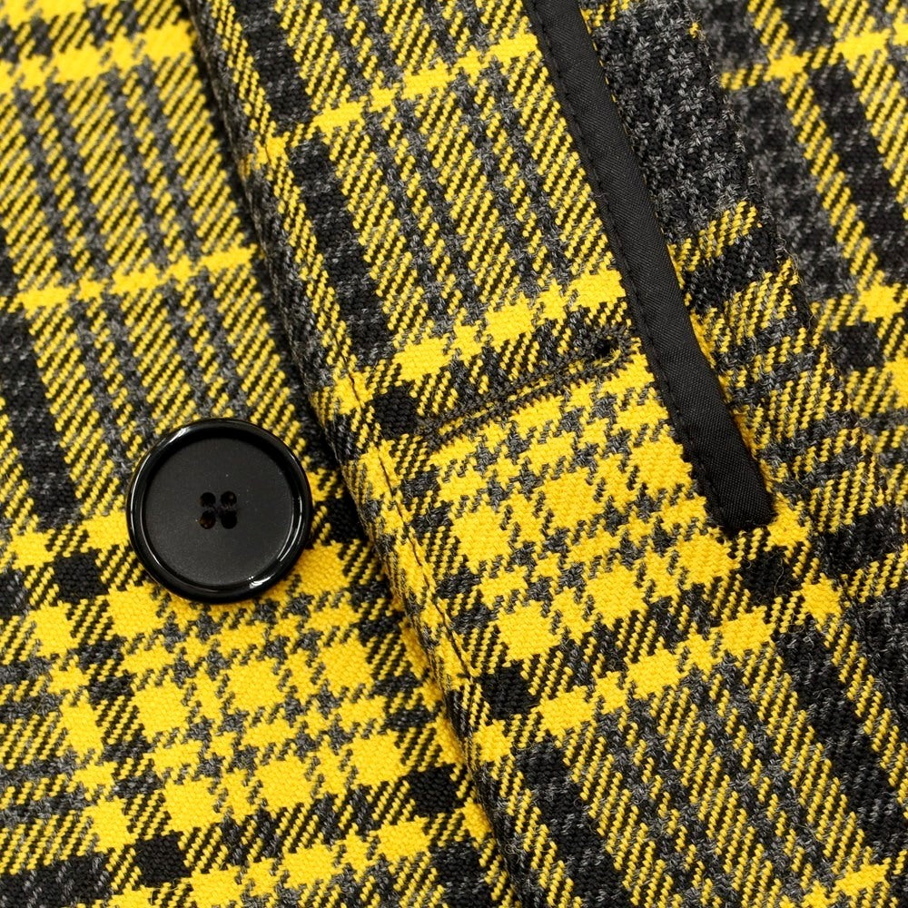 [New] TAGLIATORE SALOMON/S Wool Check Balmac Coat Yellow x Gray [Size 46] [YEL] [A/W] [Condition Rank N] [Men&