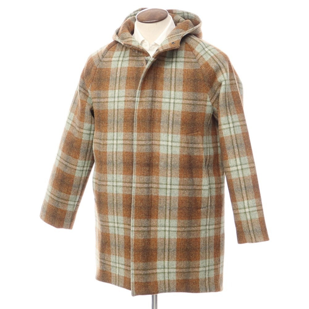 [New] TAGLIATORE WAYLON Wool Check Hooded Coat Light Brown x Light Green [Size 48] [BRW] [A/W] [Condition Rank N] [Men&