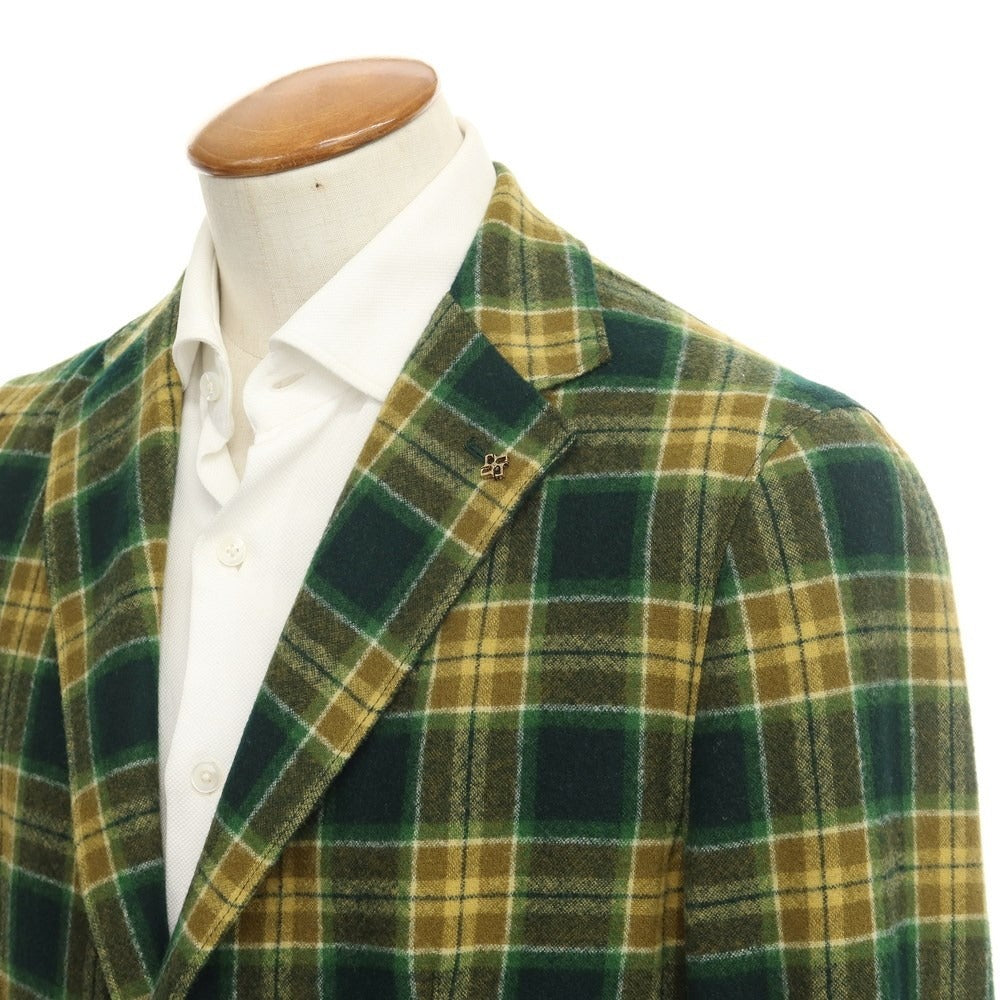 [New] TAGLIATORE Wool Check 2B Casual Jacket Green x Khaki [Size 48] [GRN] [A/W] [Condition Rank N] [Men&