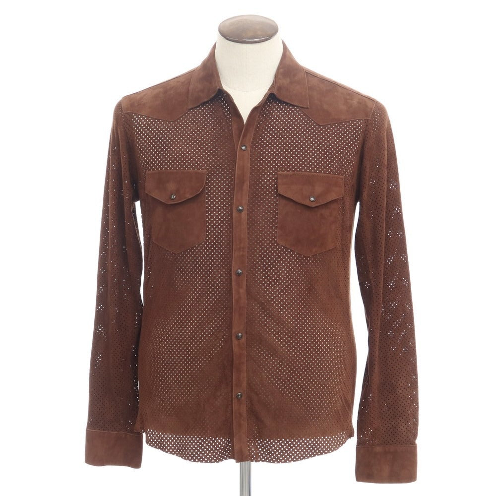 [New Outlet] TAGLIATORE Punching Gram Suede Western Shirt Brown [Size 48] [BRW] [A/W] [Condition Rank N-] [Men&