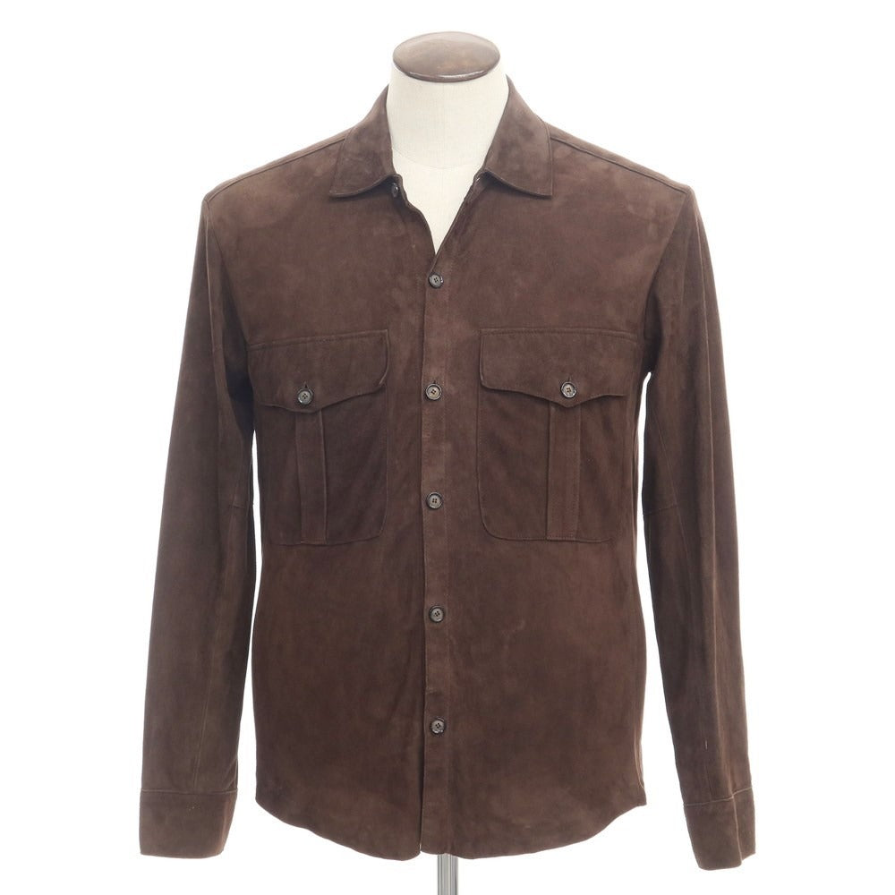 [New Outlet] TAGLIATORE Suede Leather Work Shirt Dark Brown [Size 48] [BRW] [A/W] [Condition Rank N-] [Men&