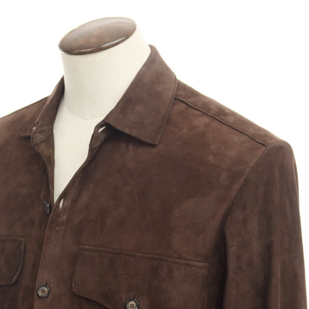 [New Outlet] TAGLIATORE Suede Leather Work Shirt Dark Brown [Size 48] [BRW] [A/W] [Condition Rank N-] [Men&