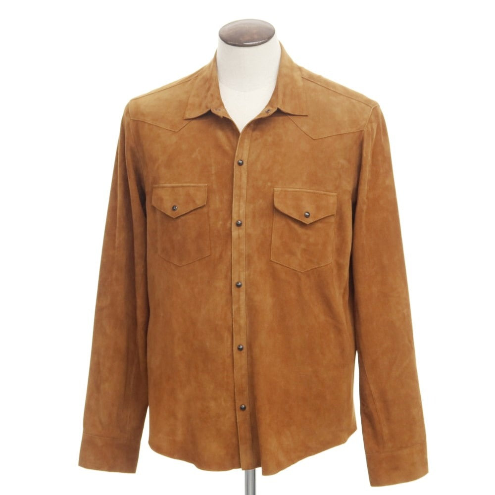 [New Outlet] TAGLIATORE Suede Leather Western Shirt Brown [Size 54] [BRW] [A/W] [Condition Rank N-] [Men&