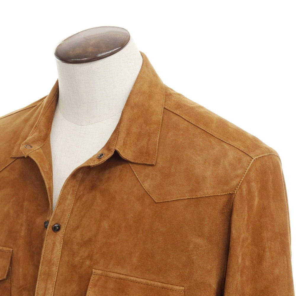 [New Outlet] TAGLIATORE Suede Leather Western Shirt Brown [Size 54] [BRW] [A/W] [Condition Rank N-] [Men&