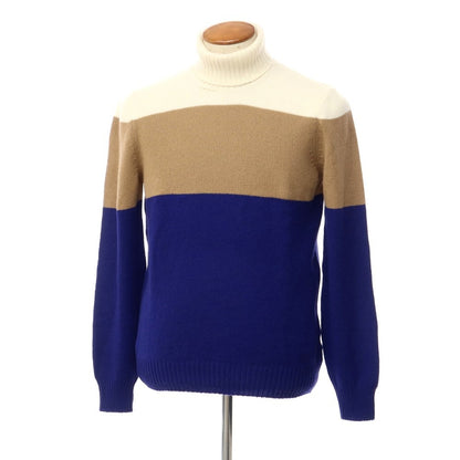 [New] TAGLIATORE pullover knit
 Royal blue x brown beige x off-white [Size 50] [BLU] [A/W] [Condition Rank N] [Men&