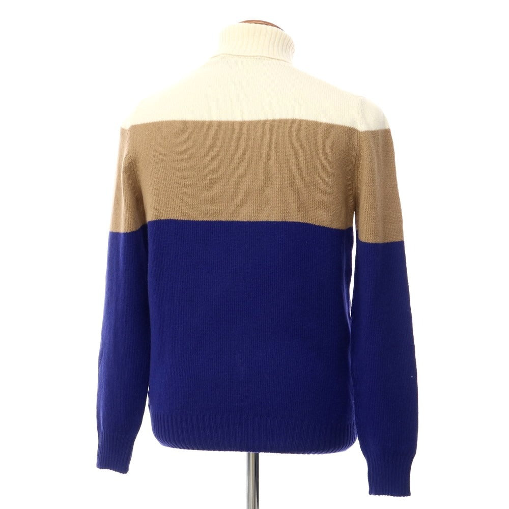 [New] TAGLIATORE pullover knit
 Royal blue x brown beige x off-white [Size 50] [BLU] [A/W] [Condition Rank N] [Men&