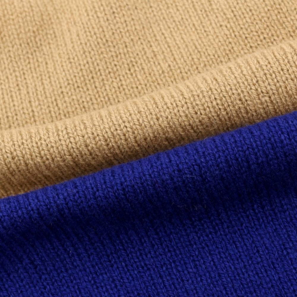 [New] TAGLIATORE pullover knit
 Royal blue x brown beige x off-white [Size 50] [BLU] [A/W] [Condition Rank N] [Men&