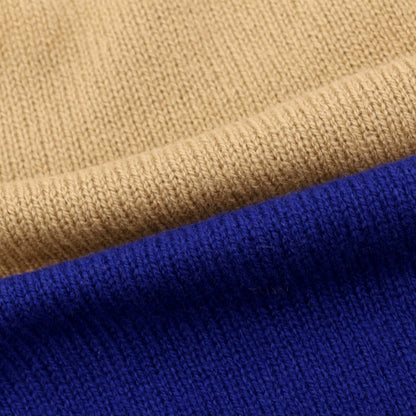 [New] TAGLIATORE pullover knit
 Royal blue x brown beige x off-white [Size 50] [BLU] [A/W] [Condition Rank N] [Men&