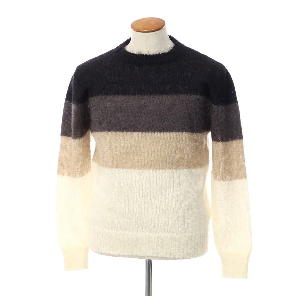 [New] TAGLIATORE Mohair Cotton Crew Neck Knit Ivory x Black [Size 48] [WHT] [A/W] [Condition Rank N] [Men&