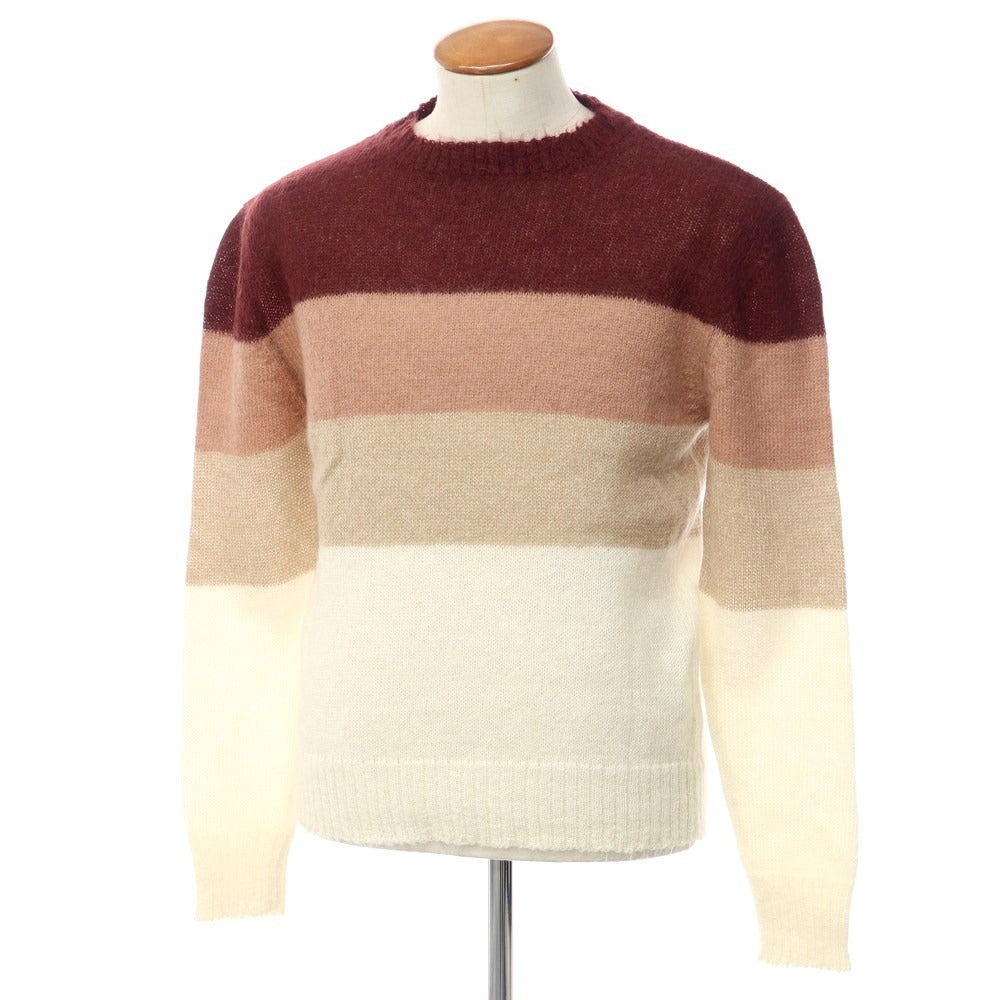 [New] TAGLIATORE Mohair Cotton Crew Neck Knit Ivory x Bordeaux [Size 48] [WHT] [A/W] [Condition Rank N] [Men&