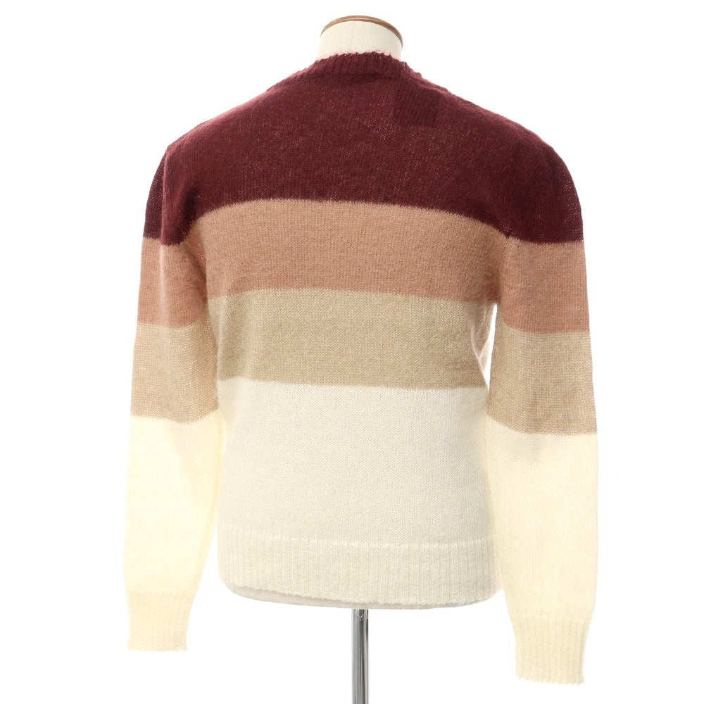 [New] TAGLIATORE Mohair Cotton Crew Neck Knit Ivory x Bordeaux [Size 48] [WHT] [A/W] [Condition Rank N] [Men&