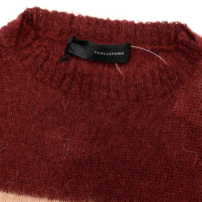 [New] TAGLIATORE Mohair Cotton Crew Neck Knit Ivory x Bordeaux [Size 48] [WHT] [A/W] [Condition Rank N] [Men&