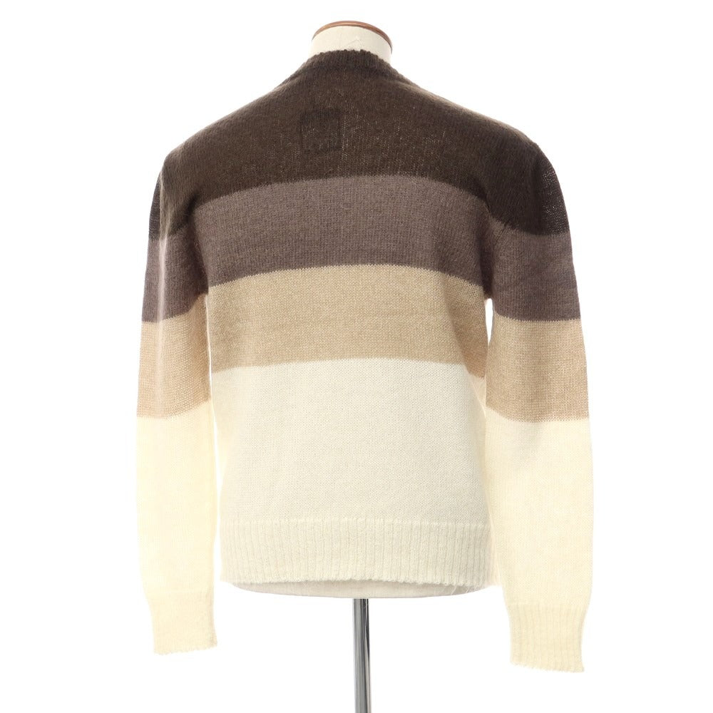 [New] TAGLIATORE Mohair Cotton Crew Neck Knit Ivory x Brown [Size 48] [WHT] [A/W] [Condition Rank N] [Men&