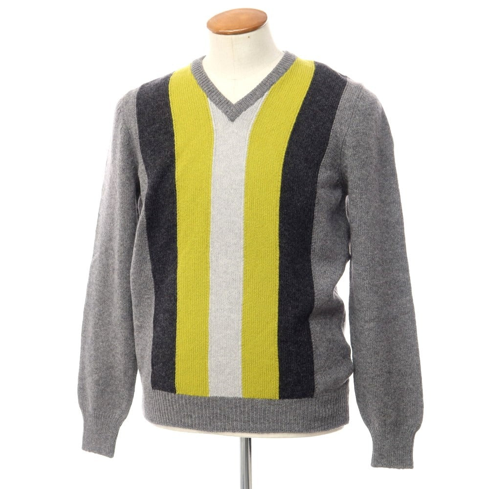 [New] TAGLIATORE Wool V-neck knit, gray x citron [Size 50] [GRY] [A/W] [Condition rank N] [Men&