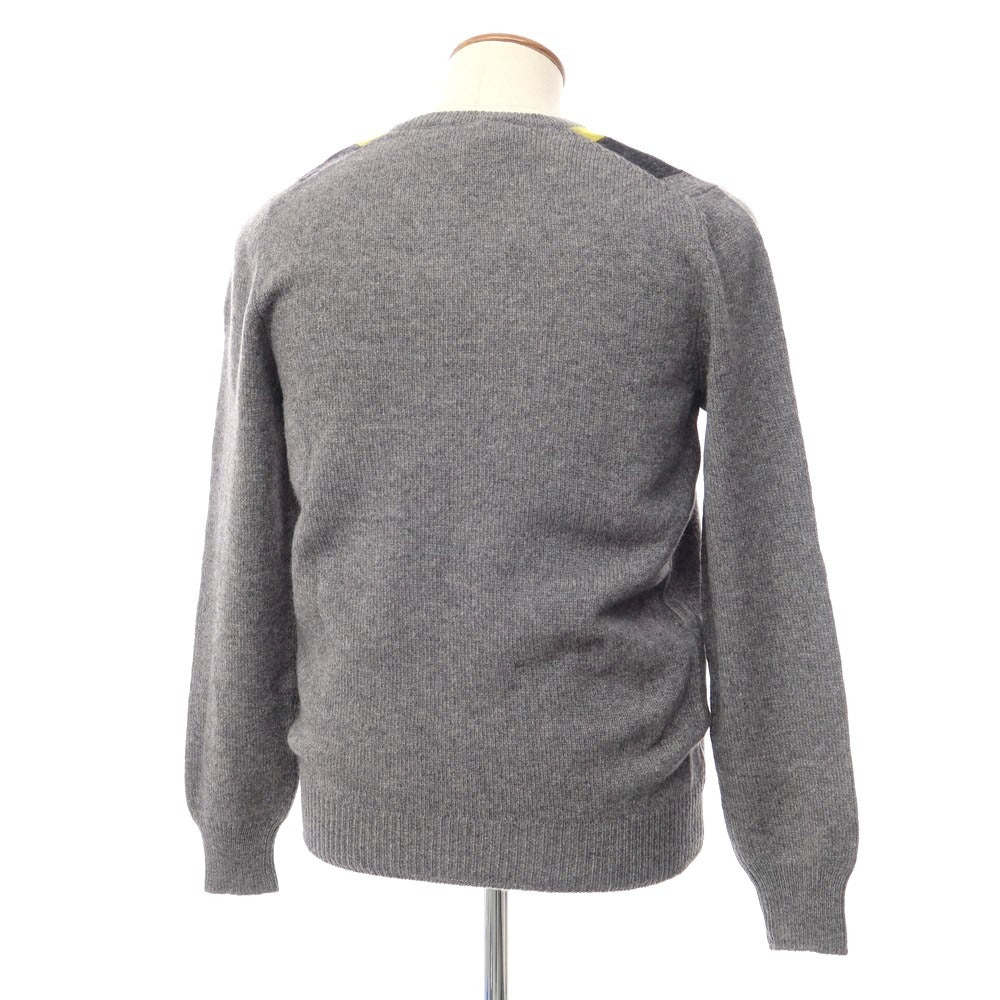 [New] TAGLIATORE Wool V-neck knit, gray x citron [Size 50] [GRY] [A/W] [Condition rank N] [Men&