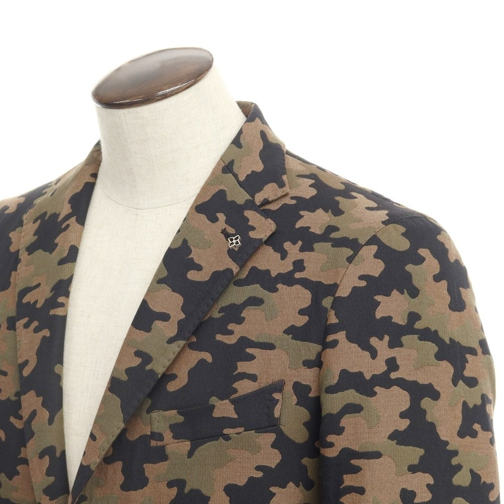 [New] TAGLIATORE Cotton Silk Camouflage Pattern 2B Casual Jacket Brown Beige x Olive [Size 50] [BRW] [S/S] [Condition Rank N] [Men&