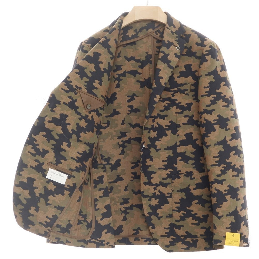 [New] TAGLIATORE Cotton Silk Camouflage Pattern 2B Casual Jacket Brown Beige x Olive [Size 44] [BRW] [S/S] [Condition Rank N] [Men&