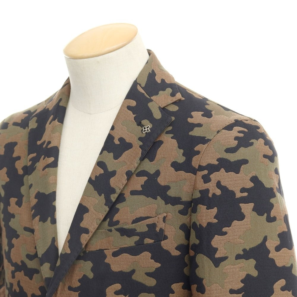 [New] TAGLIATORE Cotton Silk Camouflage Pattern 2B Casual Jacket Brown Beige x Olive [Size 44] [BRW] [S/S] [Condition Rank N] [Men&