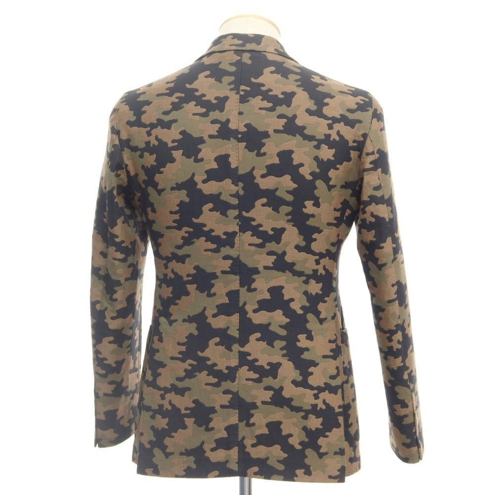 [New] TAGLIATORE Cotton Silk Camouflage Pattern 2B Casual Jacket Brown Beige x Olive [Size 44] [BRW] [S/S] [Condition Rank N] [Men&