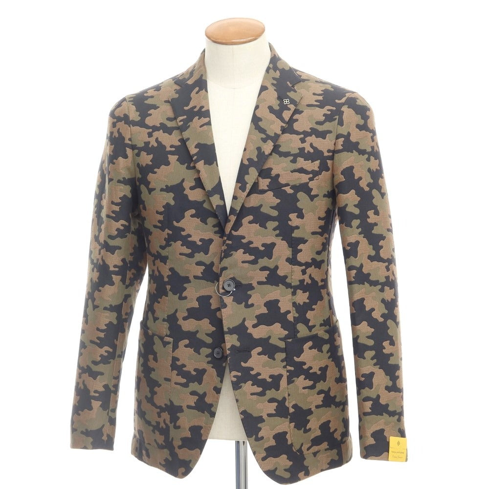 [New] TAGLIATORE Cotton Silk Camouflage Pattern 2B Casual Jacket Brown Beige x Olive [Size 46] [BRW] [S/S] [Condition Rank N] [Men&