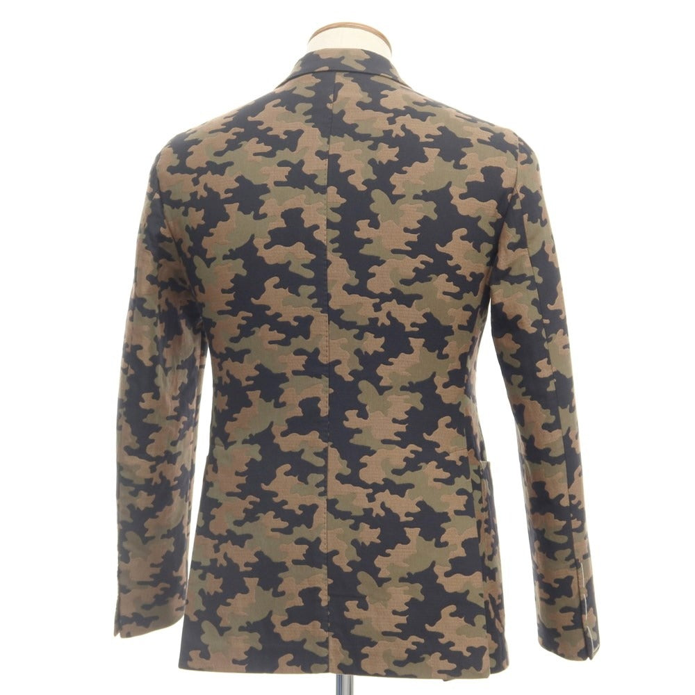 [New] TAGLIATORE Cotton Silk Camouflage Pattern 2B Casual Jacket Brown Beige x Olive [Size 46] [BRW] [S/S] [Condition Rank N] [Men&