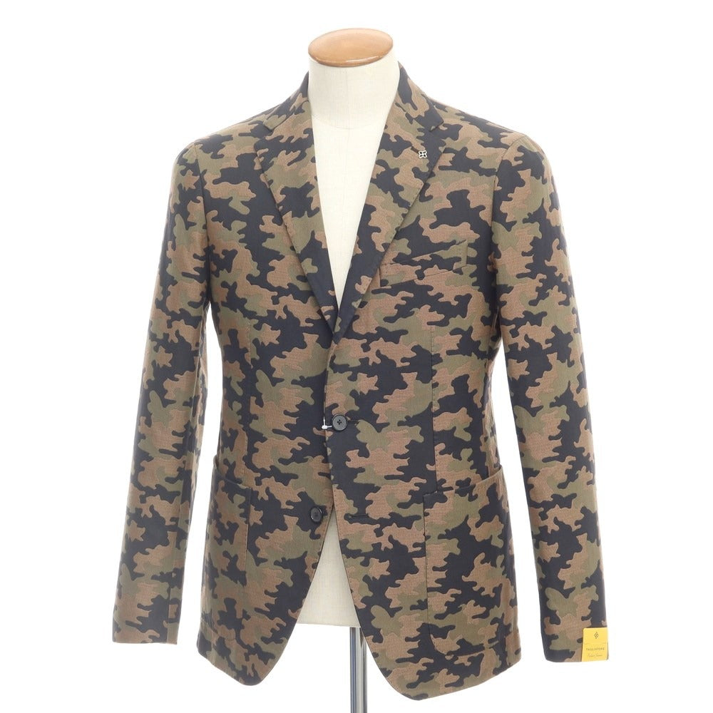 [New] TAGLIATORE Cotton Silk Camouflage Pattern 2B Casual Jacket Brown Beige x Olive [Size 48] [BRW] [S/S] [Condition Rank N] [Men&