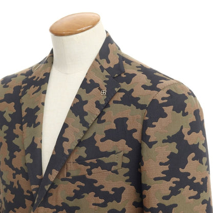 [New] TAGLIATORE Cotton Silk Camouflage Pattern 2B Casual Jacket Brown Beige x Olive [Size 48] [BRW] [S/S] [Condition Rank N] [Men&