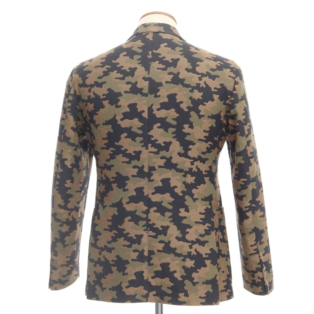 [New] TAGLIATORE Cotton Silk Camouflage Pattern 2B Casual Jacket Brown Beige x Olive [Size 48] [BRW] [S/S] [Condition Rank N] [Men&