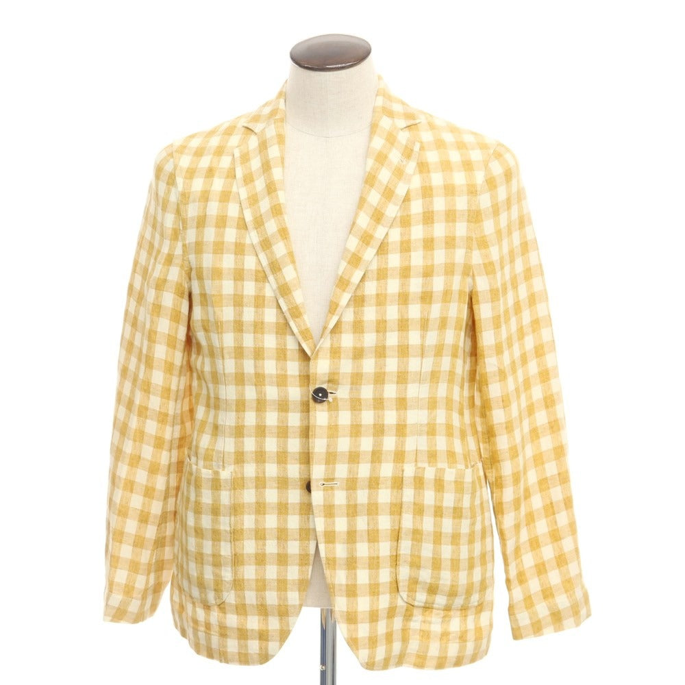 [Used] TAGLIATORE Linen Check Unconstructed Jacket Mustard x White [Size 48] [YEL] [S/S] [Condition Rank A] [Men&