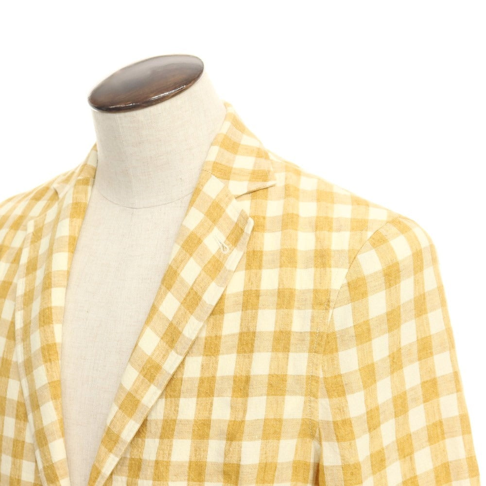 [Used] TAGLIATORE Linen Check Unconstructed Jacket Mustard x White [Size 48] [YEL] [S/S] [Condition Rank A] [Men&