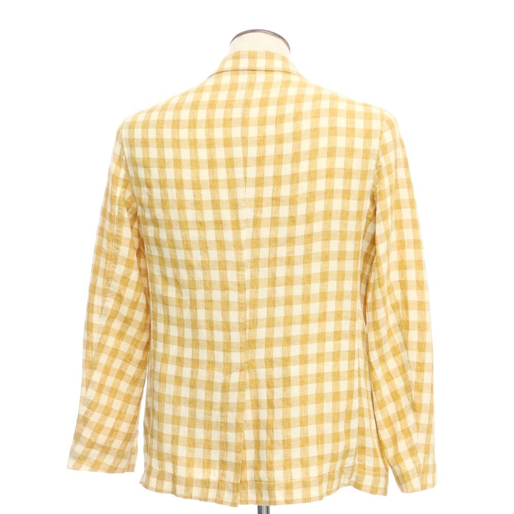 [Used] TAGLIATORE Linen Check Unconstructed Jacket Mustard x White [Size 48] [YEL] [S/S] [Condition Rank A] [Men&