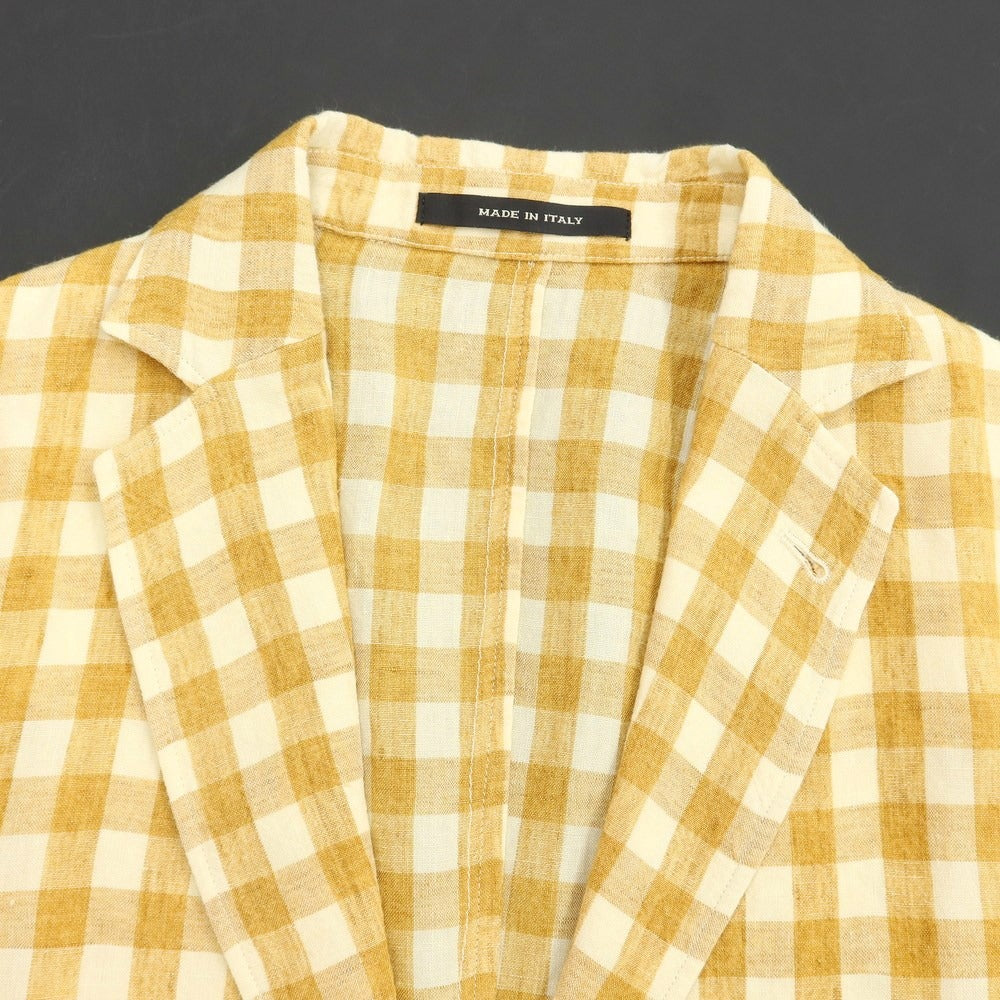 [Used] TAGLIATORE Linen Check Unconstructed Jacket Mustard x White [Size 48] [YEL] [S/S] [Condition Rank A] [Men&