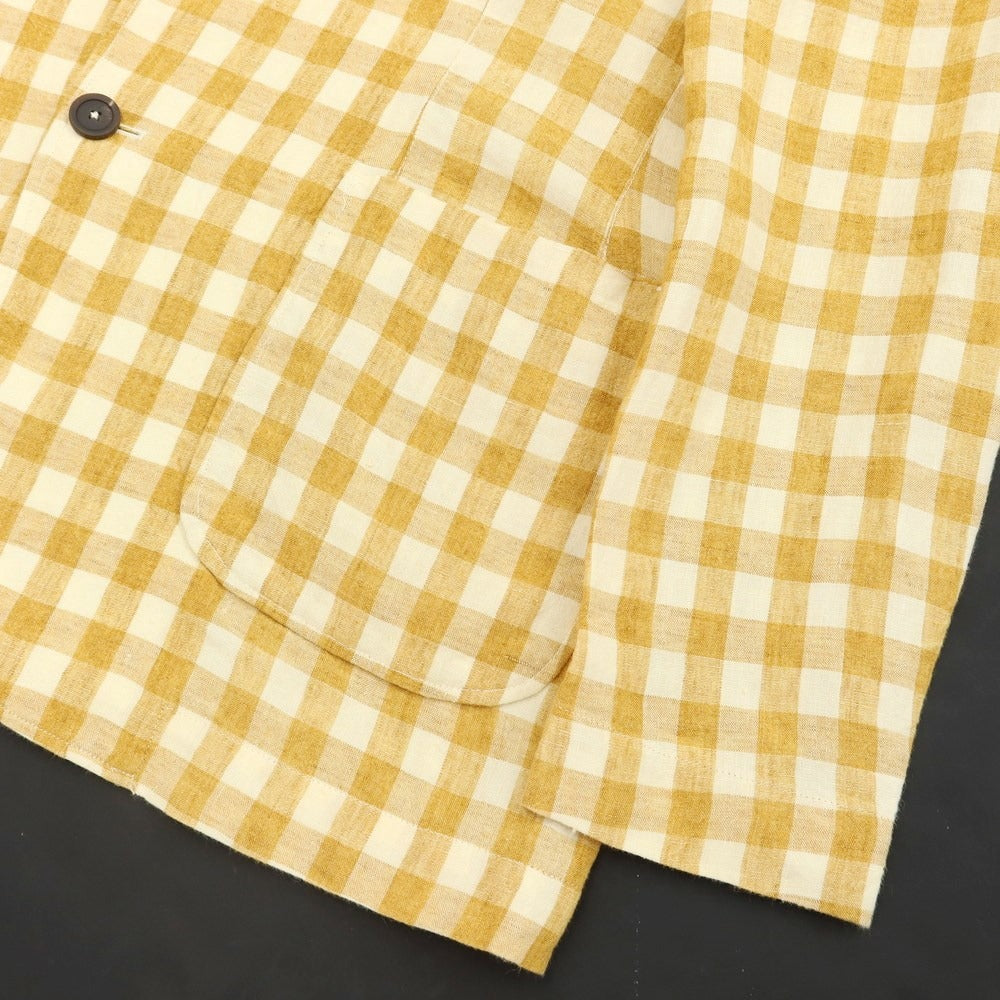 [Used] TAGLIATORE Linen Check Unconstructed Jacket Mustard x White [Size 48] [YEL] [S/S] [Condition Rank A] [Men&